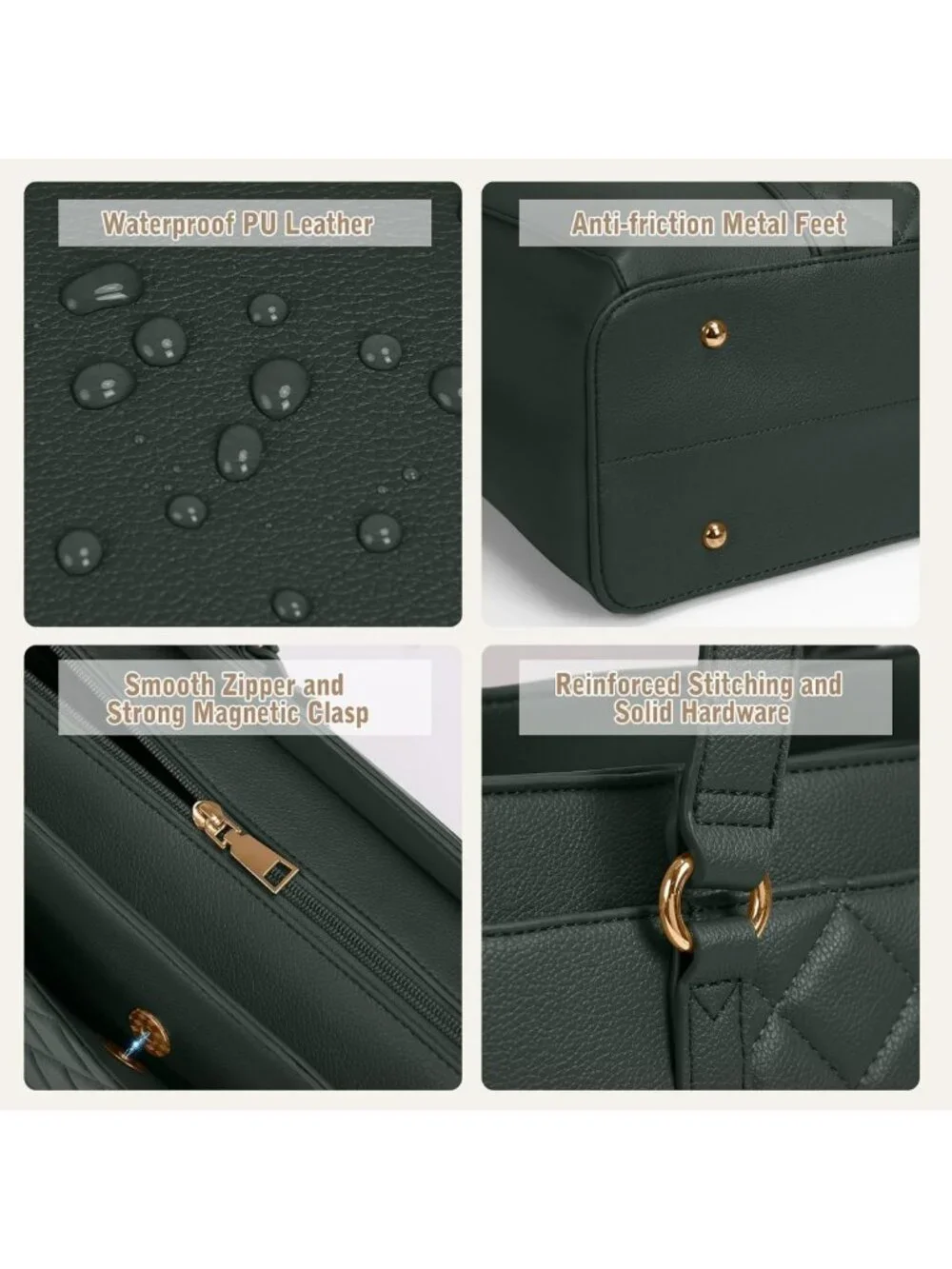 Stylish Waterproof Leather Laptop Tote Bag for Women - 15.6 Inch Work Briefcase